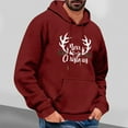 thumbnail image 2 of TFEOQRY Men's Christmas Sweatshirt Pullover Casual Fashionable Christmas Printed Drawstring Hoodies Hooded Long Sleeved Sweatshirt Burgundy-8, 2 of 5