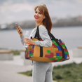 thumbnail image 6 of Kuqiui Colorful Building Blocks A Print Foldable Travel Duffel Bag Tote Carry on Luggage Bag Personal item Sports Gym Bag Water Resistant Weekender Overnight Bags for Women and Men, 6 of 7