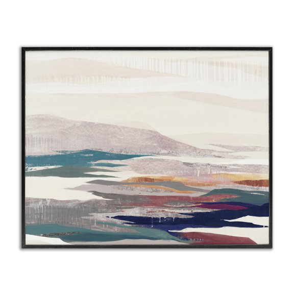 Stupell Industries Contemporary Abstract Valley Landscape Pastel Pop Hills Black Framed Giclee Art, 14 x 11, by Liz Jardine