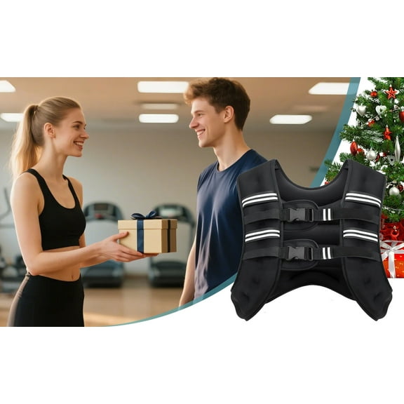 Weighted vest  Gravity-enhancing vest  Reflective strip vest  Adjustable double-buckle load-bearing vest  Suitable for walking  running  strength training  exercise  Black