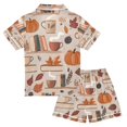 thumbnail image 2 of FORMRS Kids Short Sleeve Top and Pants Pajama Set Unisex Satin 2-Piece Sleepwear, Sizes 13-14Y, Fall Acorns Pattern, 2 of 8