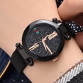 thumbnail image 4 of Reloj de pulsera de cuarzo con correa de malla y esfera redonda con destello de estrella colorida para hombres con estilo (negro), 4 of 4