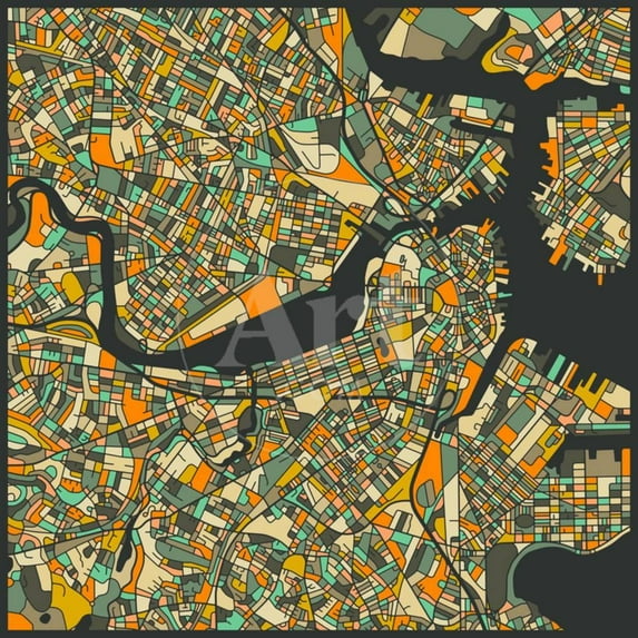 Boston Map, Unframed Art Print Wall Art by Jazzberry Blue Sold by Art.Com