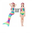 thumbnail image 3 of Mermaid Tails, Mermaid Tails For Swiming For Girls,4 PCS Girls Swimsuit Bathing Suits Bikini with Cover Up Birthday Gift for Girl 3-11 Years (Monofin not included.), 3 of 7