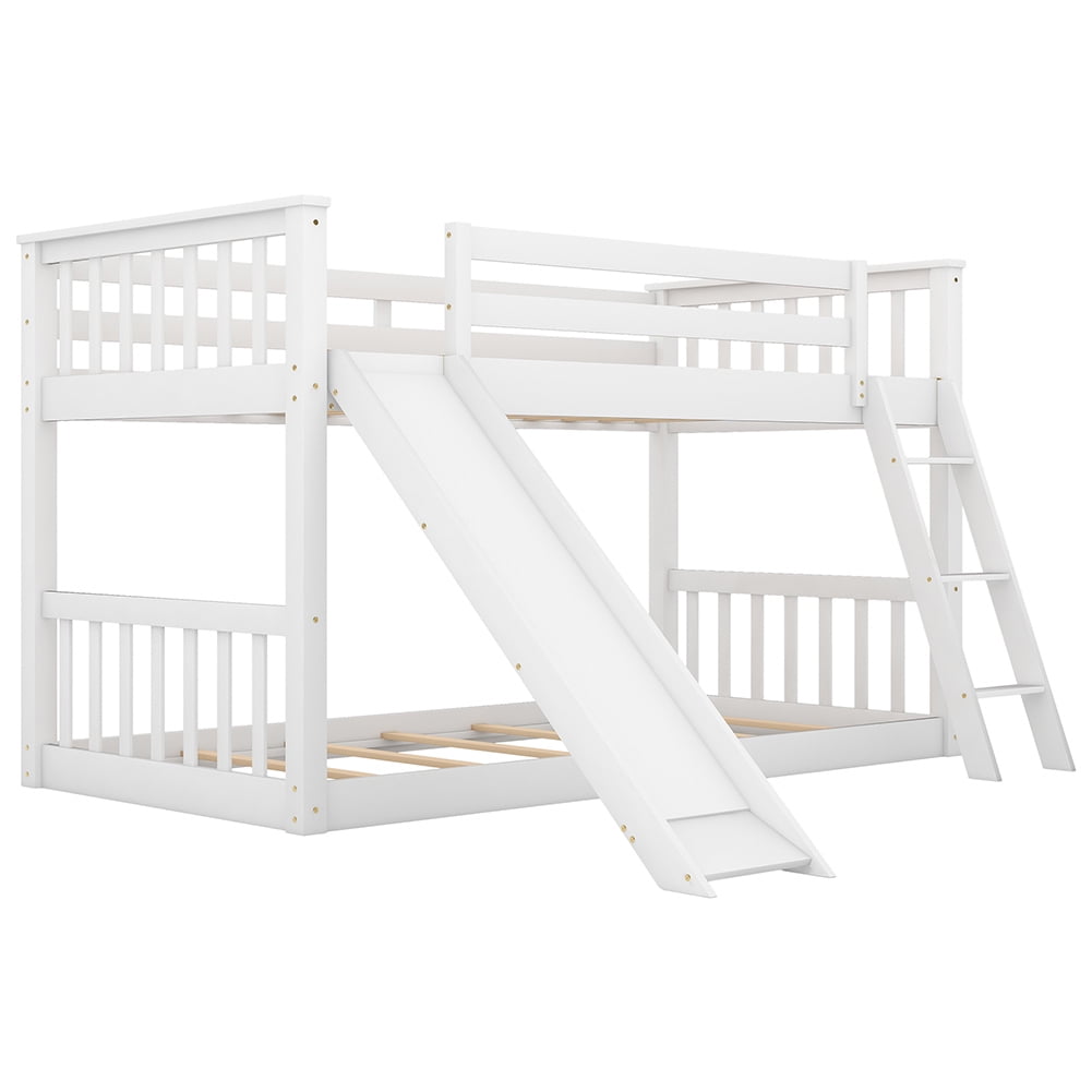 Kadyn Twin over Twin Loft Bed with Convertible Slide and Ladder, White
