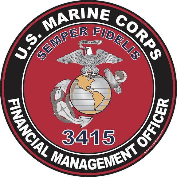 U.S.M.C. MOS 3415 Financial Management Officer Decal 3.8" - Red