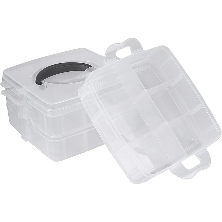 Qunclay 2 Pcs 3 Layers Plastic Portable Storage Box Multipurpose  Organizer