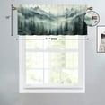 thumbnail image 4 of Rustic Foggy Forest Kitchen Valance Curtains Fantasy Watercolor Pine Trees Birds Privacy Decorative Rod Pocket Short Window Valance Curtains 54 by 18 in, 1 Panel, 4 of 6