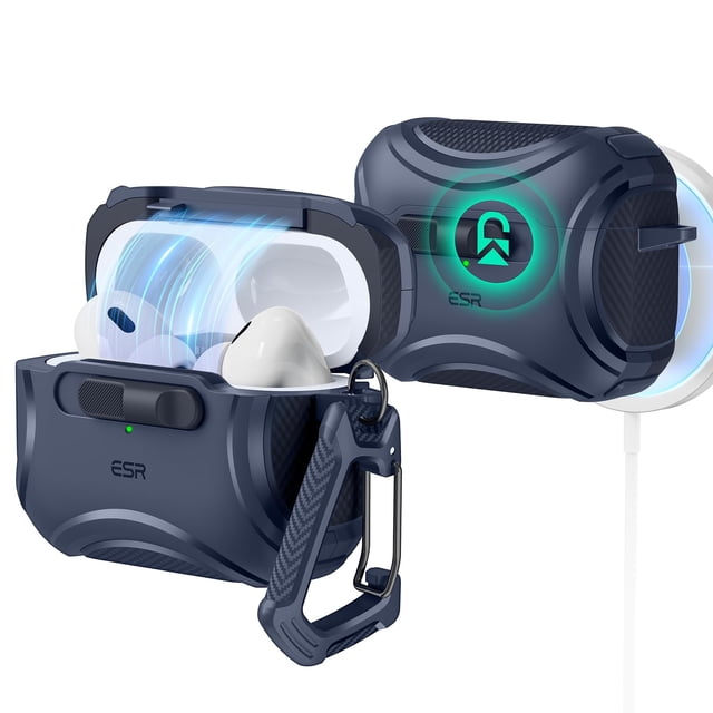 Funda AirPods Pro ESR Cyber Series con cierre a prueba de caídas, azul