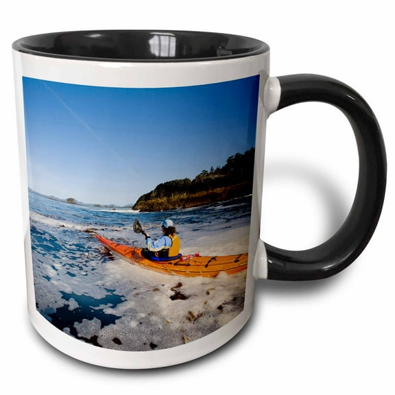3drose, Alaska, Sitka Sound, Sea Kayaker Near Kruzof Island - Us02 Glu0026 - Gary Luhm, 11oz Two-tone Black Mug