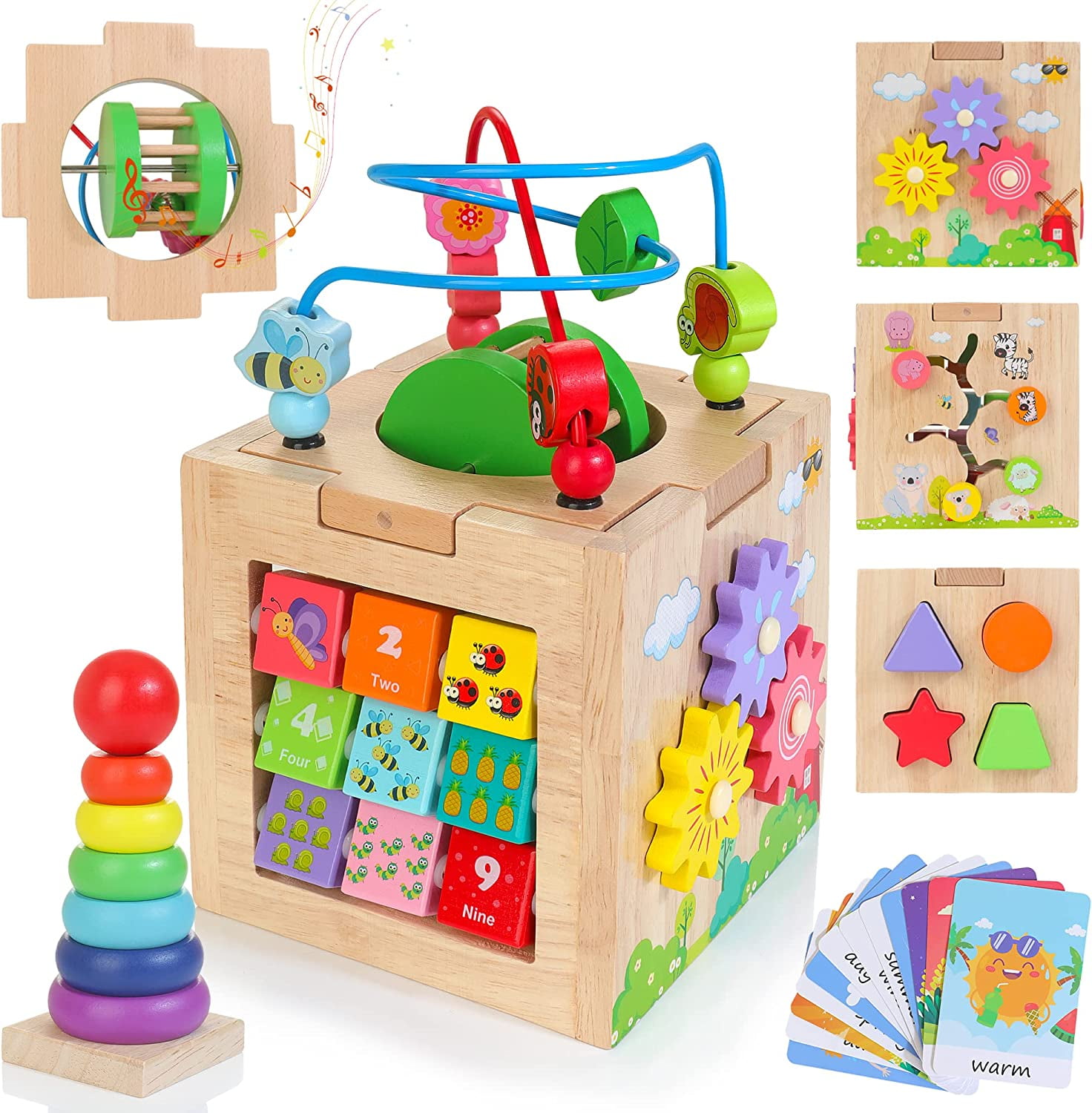 9 in 1 Wooden Activity Cube for Toddlers Montessori Toys Toddler