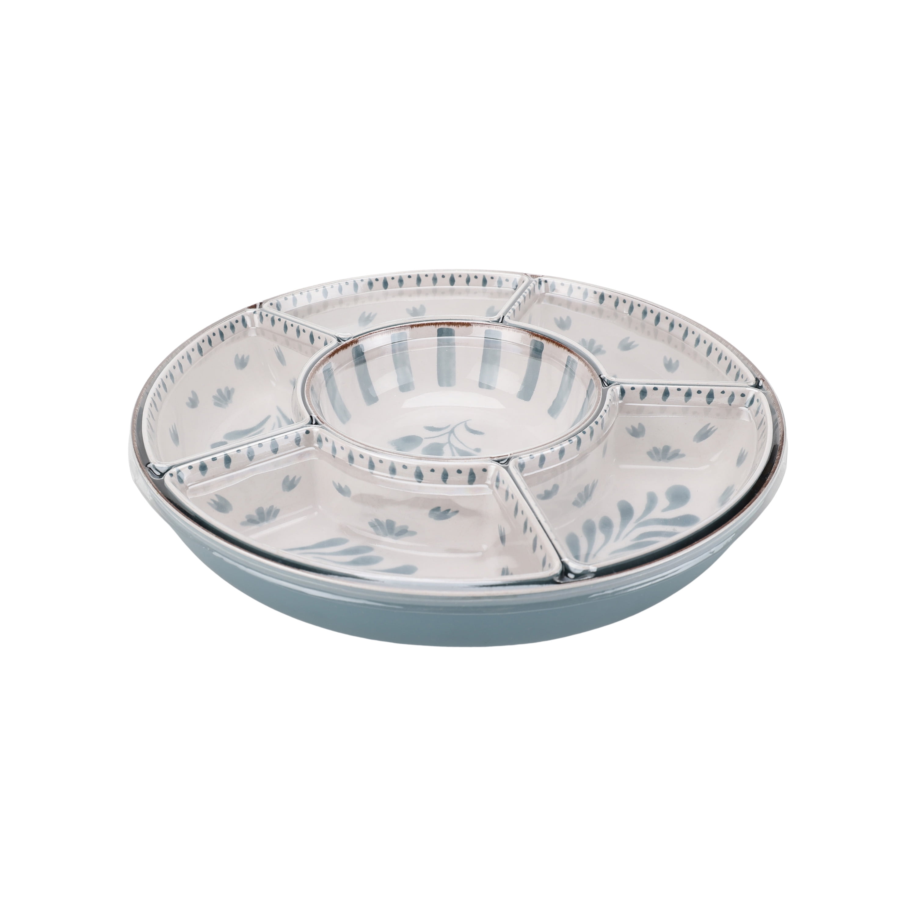 Better Homes & Gardens Bamboo Melamine Chip and Dip Tray, Blue