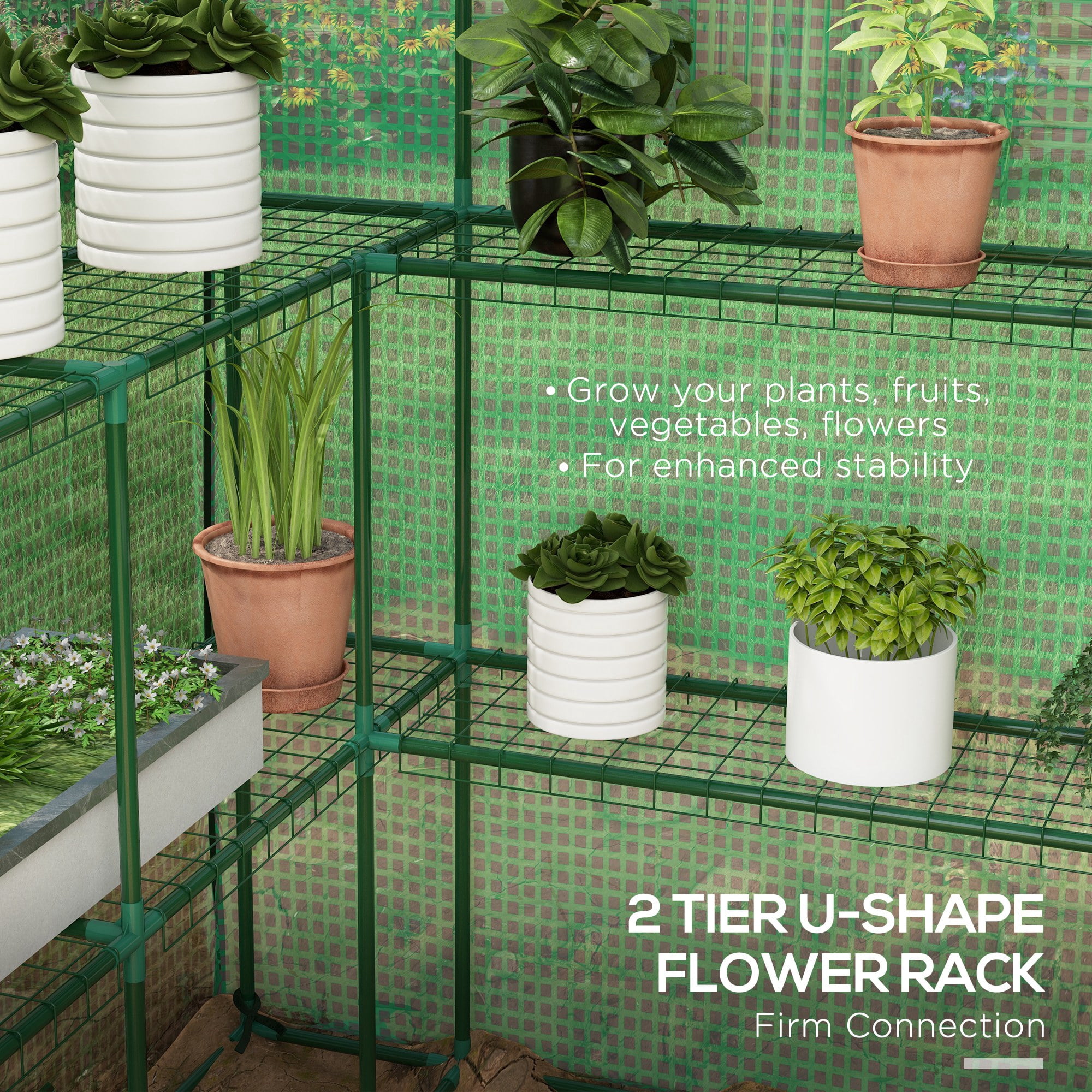 Outsunny 4.6' x 4.7' Small Portable Walk-In Greenhouse w/ Shelves, Green