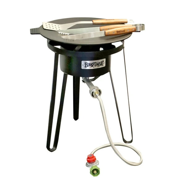Bayou Classic Camper’s Discada Cooker Set – Cast Iron Discada w/ Burner, Frame, Tools & Accessories – Ideal for Outdoor Cooking, Tailgating, Camping