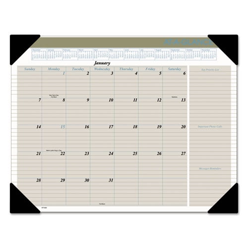 Executive Monthly Desk Pad Calendar, 22 x 17, Buff, 2019