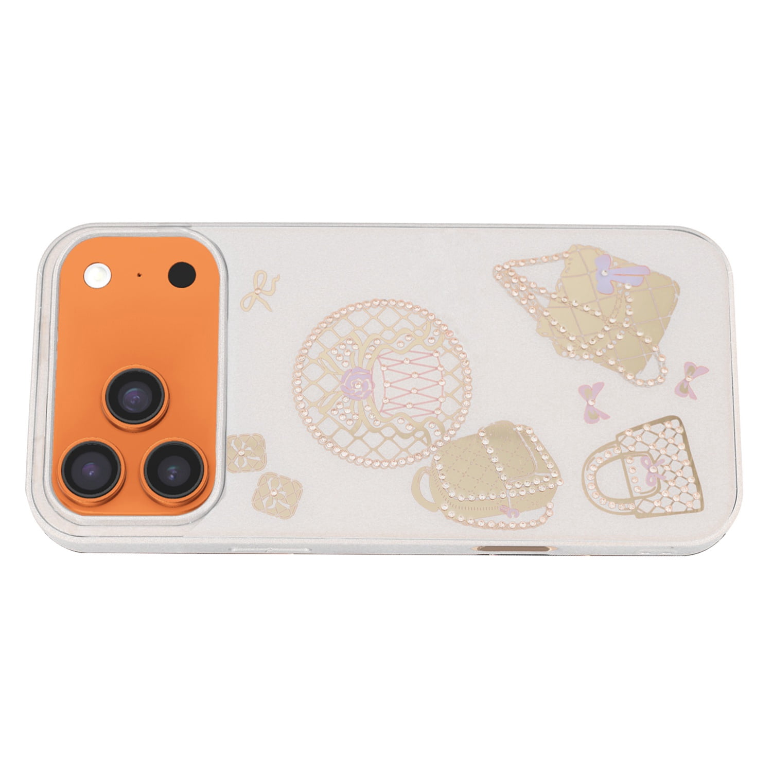 Fashion Bag Design Crystal Glitter Cover for iPhone 17 Pro Max - White