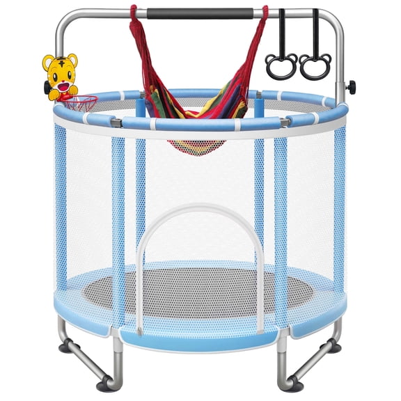 SERAY 55-65" Kids Trampoline with Safety Enclosure & Mini Balls, Indoor/Outdoor Fun for Toddlers, Durable, Quiet, and Safe Bouncing Toy for Boys and Girls