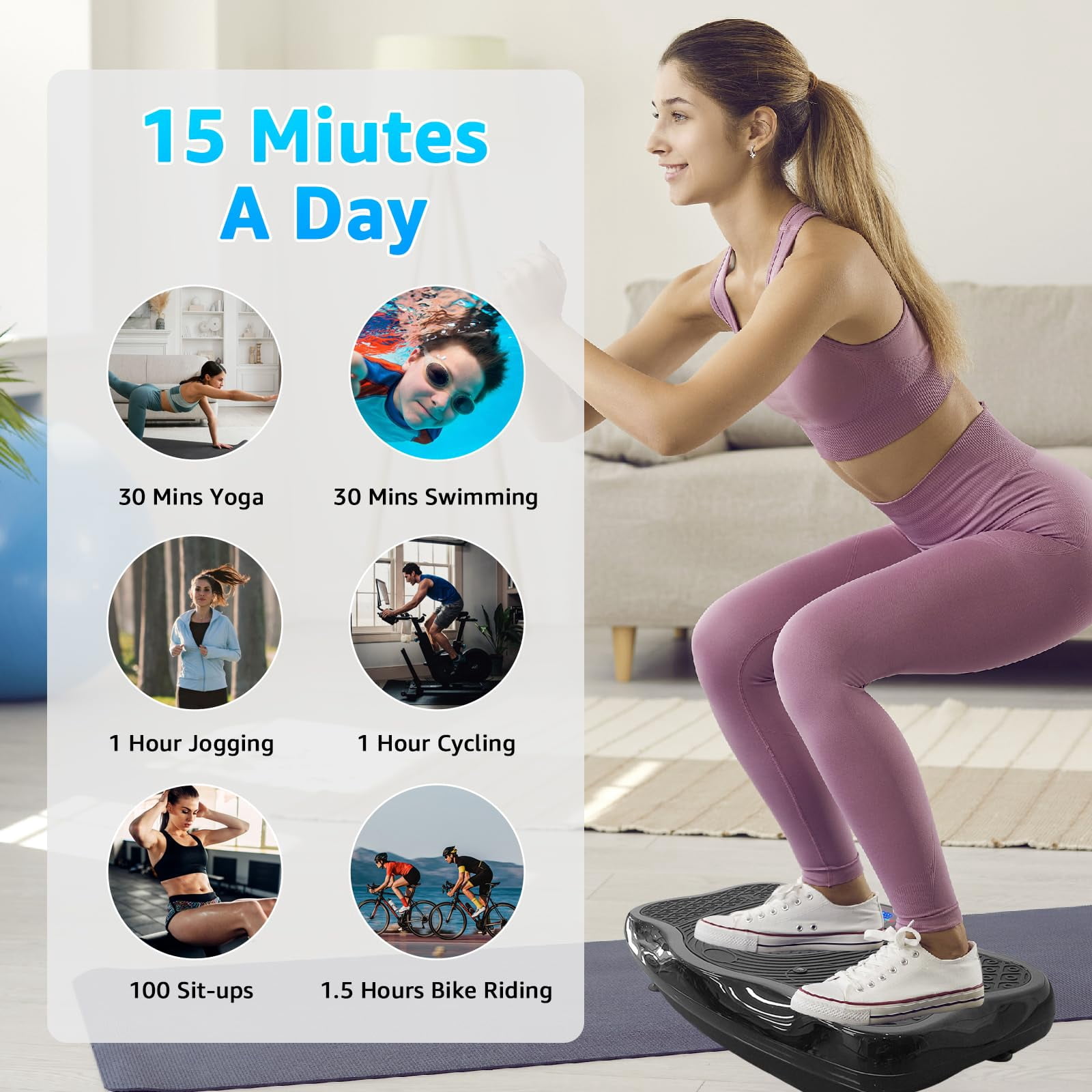 PRIJESSE XXL Vibration Plate Exercise Machine - Whole Body Workout, Resistance Bands, Weight Loss