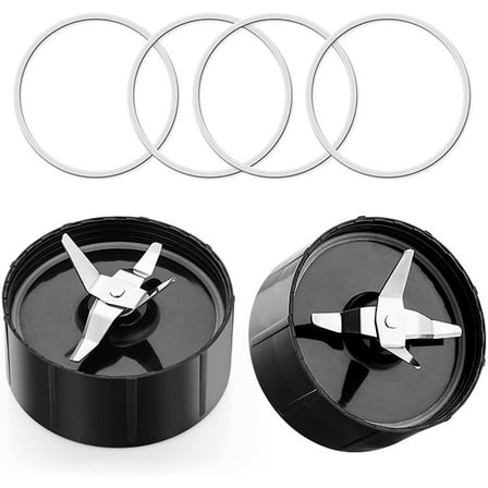 Enbizio Magic Bullet Replacement Parts 2 Cross Blades 4 Rubber Gasket O Rings Blender Blade Fits 250W Magic Bullet Blender (2 Pack)