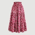 thumbnail image 2 of Women's Floral Tiered Ruffle Maxi Skirts Boho A Line Flared High Waist Vintage Flowy Long Skirt with Drawstring, 2 of 5
