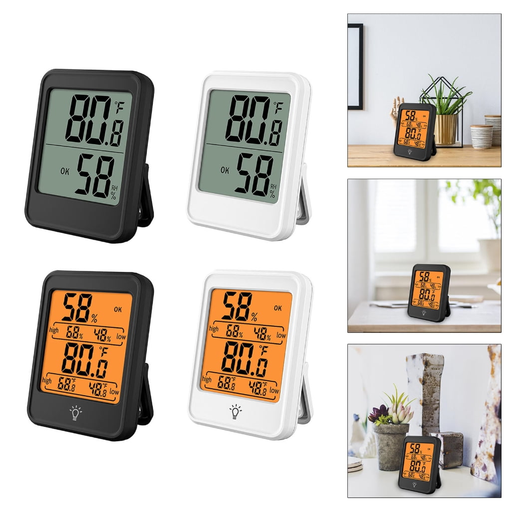 Tizuqe Thermometers Hygrometer Weather Stations Magnetic Desktop Temperature Humidity Meter Gauge with LCD Display for Home