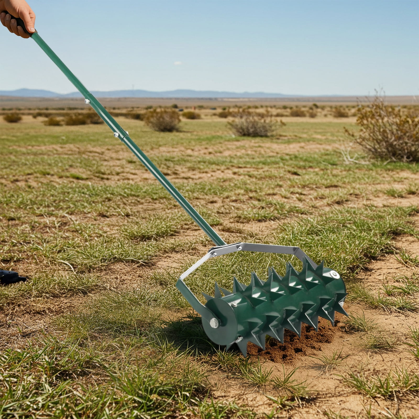 18in Lawn Aerator, Heavy Duty Rolling Aerator Lawn Tool, Manual Lawn Aerator Yard Aerator