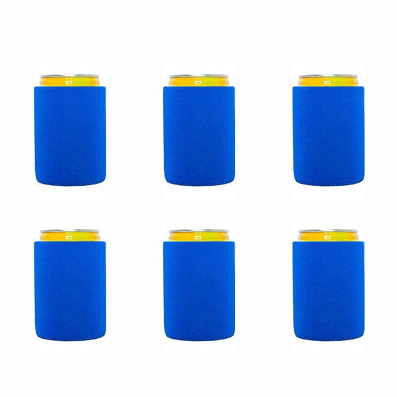 (Blue)6Pcs Beer Can Cooler/ Sleeves Soft Insulated Reusable Holder