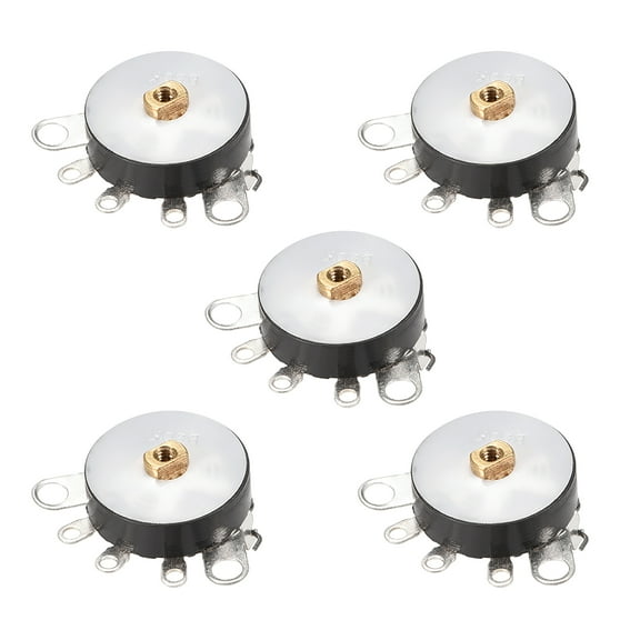 Uxcell 50k ohm Single Turn Rotary Film Wheel Potentiometer Variable Resistors Carbon Silver Tone 5pcs