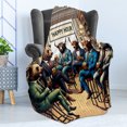 thumbnail image 3 of Ambesonne Humorous Fleece Throw Blanket Happy Hour Bulls and Bears 60"x80" Sand Brown Multicolor, 3 of 5