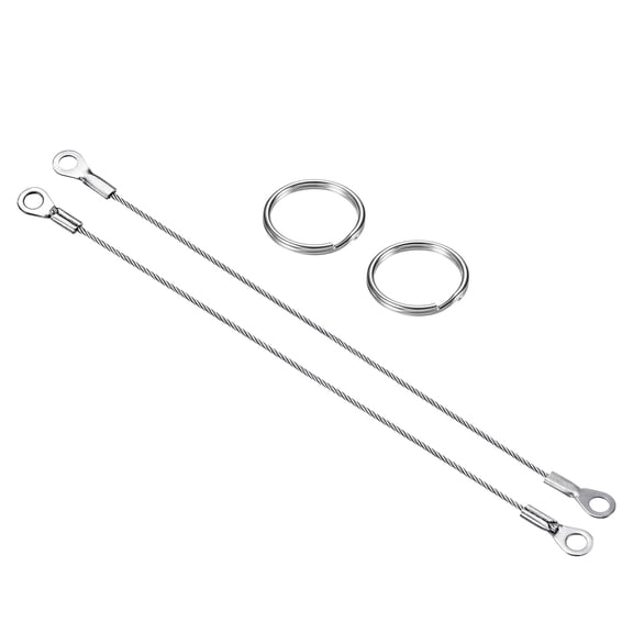 Unique Bargains Eyelets Ended Security Wire Rope with Key Ring Silver Tone 1.5mmx20cm