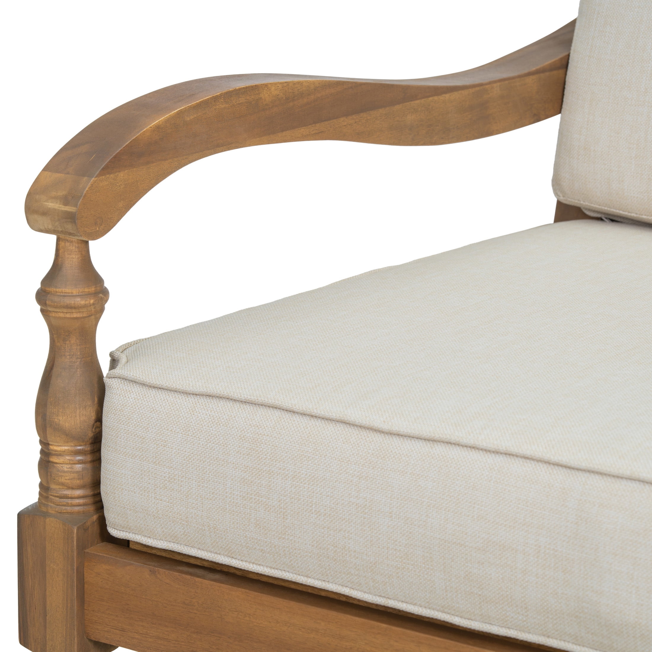 Christopher Knight Home 4-Piece Outdoor Sofa Seating Group with Cushions, Acacia Wood Patio Set, Natural + Beige