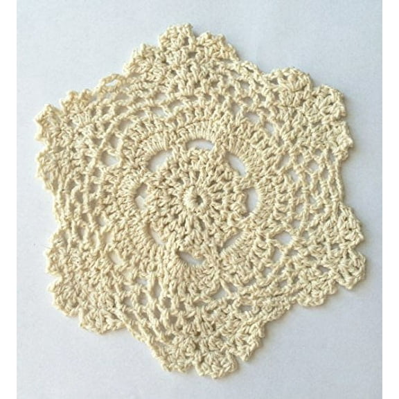 Fennco Styles Handmade Crochet Lace Cotton Doilies - 6-inch Round (12-pack, Beige)