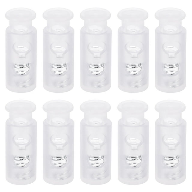 Unique Bargains 30Pack 4mm Cord Lock Plastic Double Hole Spring Toggle Stoppers, Clear