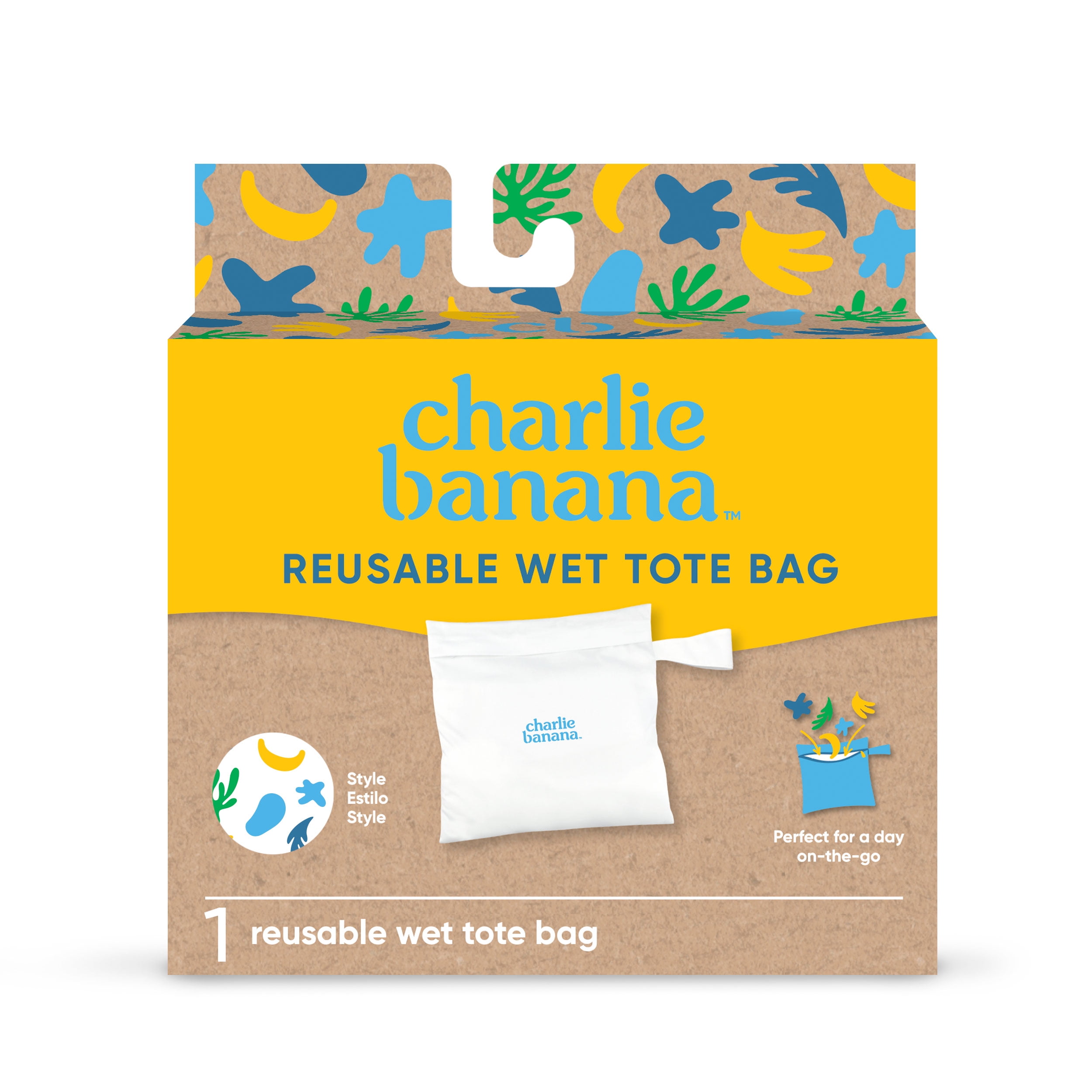 Charlie Banana Waterproof Reusable Tote Bag for Diapers and Swimwear, Multi-Color CB Leaf - 1 Pack - Unisex