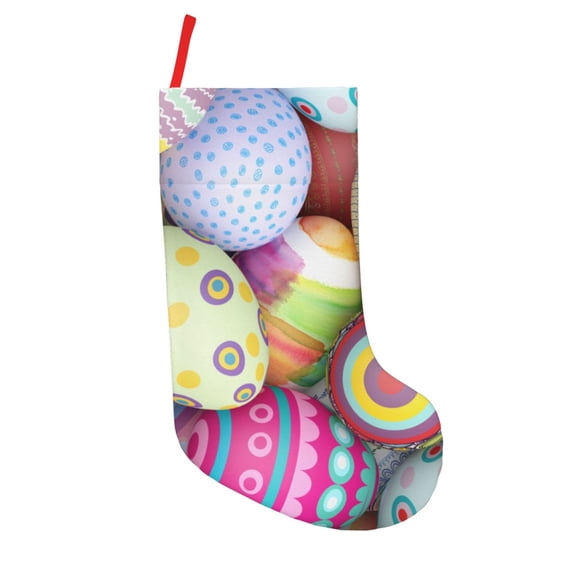 Rateoe Colorful Easter Eggs Print Christmas Stockings,18 Inch Large Christmas Stockings Decoration Ornaments for Holiday Home Fireplace Indoors