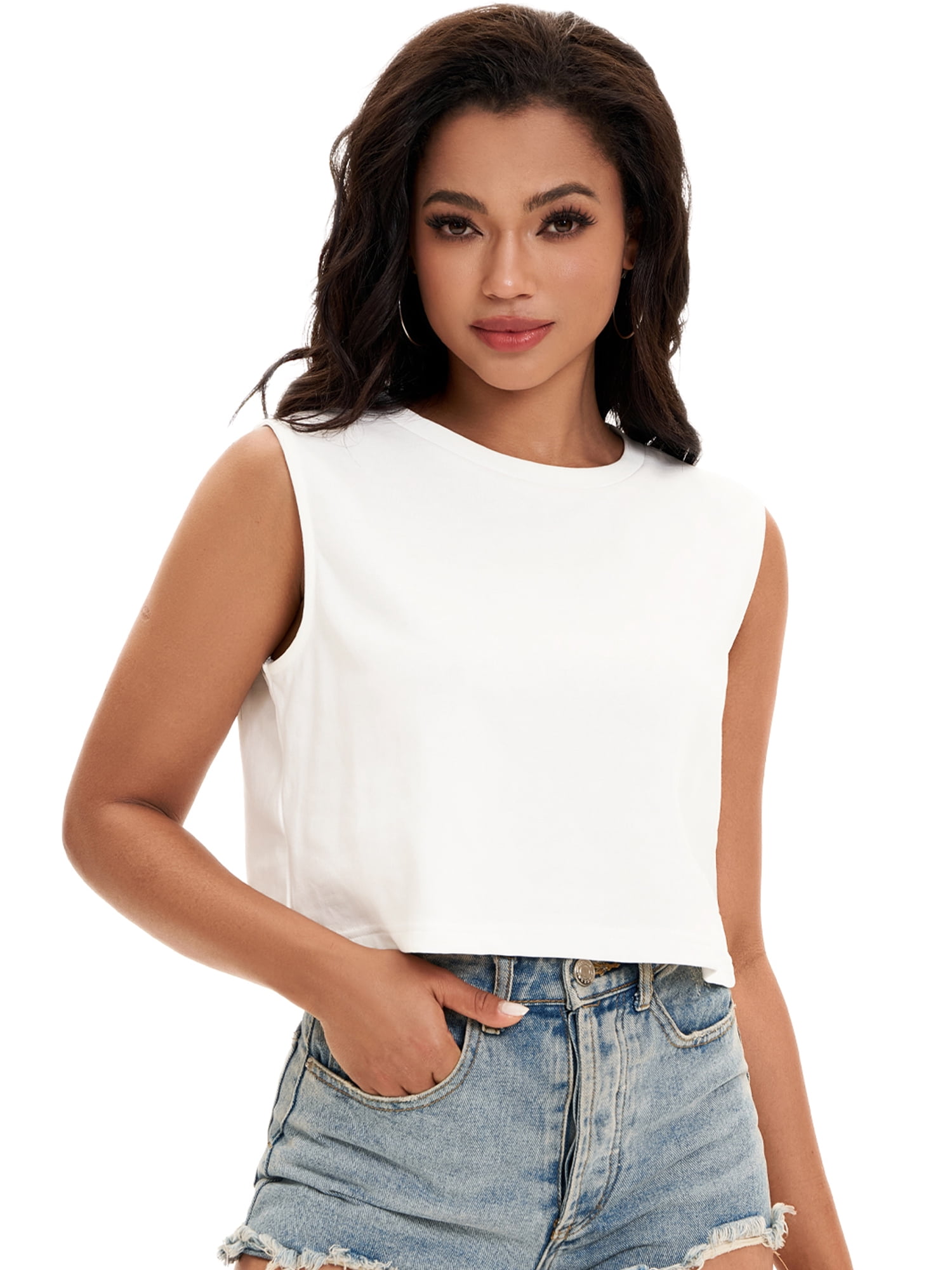 DARING DIVA Stylish Loose Fit Women's Top with Crew Neck Design L White