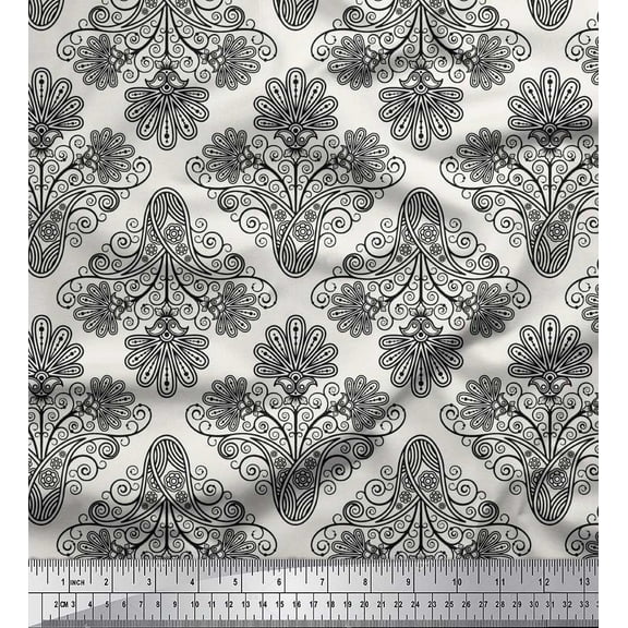 Soimoi Cotton Duck Fabric Swirls & Paisley Decor Fabric Printed Yard 42 Inch Wide