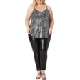 thumbnail image 2 of Plus Size Sequin Tank Tops for Women V Neck Bronzing Glitter Cami Sleeveless Camisole Vest 3X Black Silver, 2 of 6