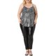 thumbnail image 2 of Tops sin mangas de lentejuelas de talla grande para mujeres, camiseta de bronceado con escote en V, chaleco de lentejuelas 1X negro plateado, 2 of 6