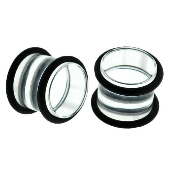 Clear Double O-Ring Acrylic Gauges/Plugs 8G (3MM) 2 Piece (1 Pair) (B/6/3/72)