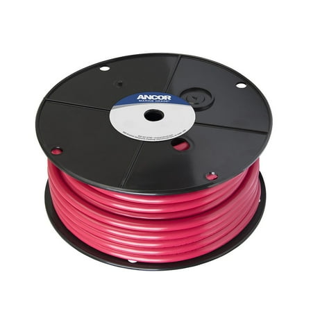 10" Red Functional and Flexible Ancor 50' 2 AWG Tinned Copper Battery Cable Wire