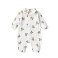 thumbnail image 1 of Arvbitana 0-24 Months Infant Baby Girls Boys Romper Bear Print Turn-Down Collar Long Sleeve Infant Jumpsuits Spring Fall Casual Newborn Bodysuits, 1 of 9