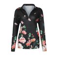 thumbnail image 3 of Mode Femme Imprimé Fleurs Col Rabattu Manches Longues Chandail Tops Blouse, 3 of 9