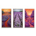 thumbnail image 2 of Designart "Lavender Fields Sunset Glow I" Lavender Framed Wall Art Set Of 3 - Purple Traditional Frame Canvas Set For Living Room Decor, 2 of 6