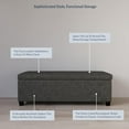 thumbnail image 4 of TYJDFN Storage Ottoman, 47 Inch Bench Bedroom Bench with Safety Close Hinge, Extra Long Ottoman with Storage for Living Room, Entryway, Hallway, Foot Rest, Support 300lbs -Rustic Gray/ Faux Leather, 4 of 15