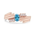 thumbnail image 2 of Oval Shape Natural Diamond And Simulated Aquamarine In 14K Rose Gold Over 925 Sterling Silver Ring Size 11, 2 of 5
