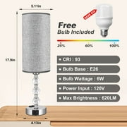 Crystal Table Lamp 17.9, 3-Way Dimmable with Touch Control, Bulb Included, USB Charging Port, AC Outlet – Suitable for Living Room, Bedroom, Study - Lighting