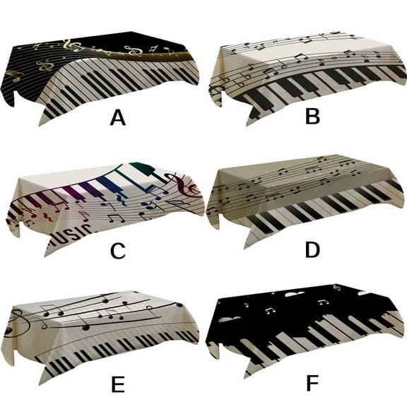 1 Tablecloth Piano Music Pattern Table Cloth Rectangular Tea Table Cover Dining Home Decor Table Cloth