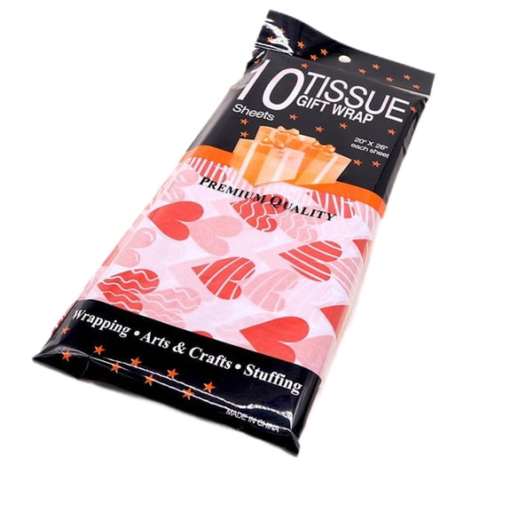 10 Sheets Love Valentine's Day Tissue Paper for DIY Handmade Craft, 50x66CM Gift Wrapping Paper Flowers Packing Wedding Party Decor Supplies, 17g Thin Copy Paper - Version C