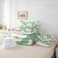 thumbnail image 5 of Feelyou Cartoon Floral Green Bedding Comforter Set 7pcs, Kawaii Blossoms Flower King Bedding Sets, Dreamy Princess Style Reversible Bed Sheets, Ultra Soft Bedroom Decor, 5 of 7